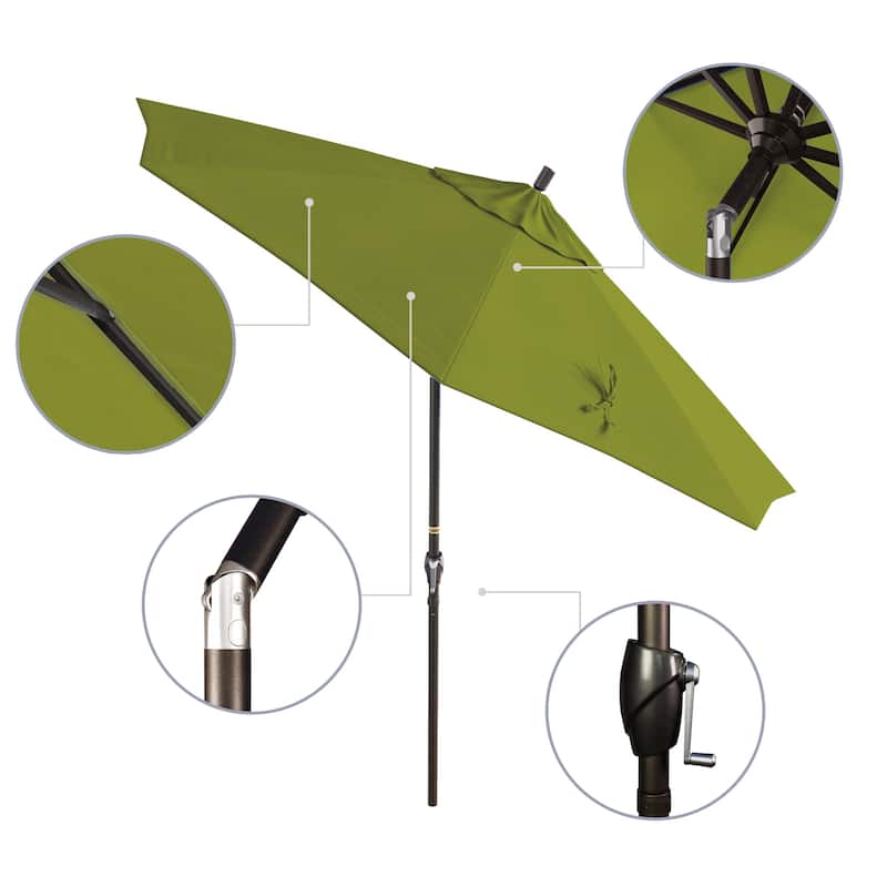 California Umbrella 9' Rd. Aluminum Patio Umbrella, Crank Lift with Push Button Tilt, Bronze Finish, Pacifica Fabric