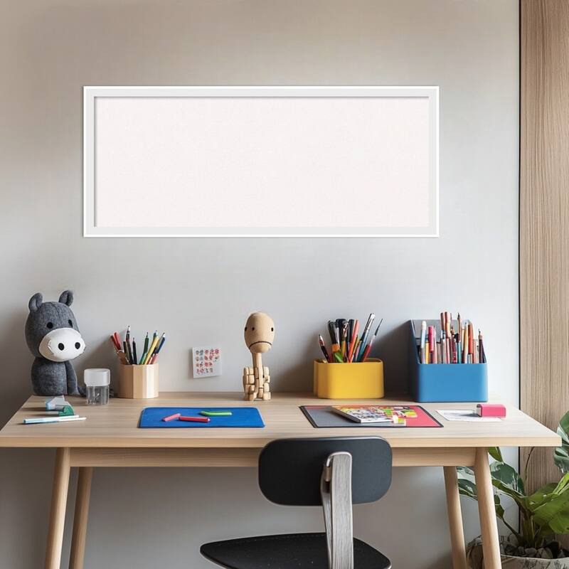 Incline White Wood Framed Cork Board - Bulletin Board, Organization Board, Pin Board