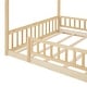 preview thumbnail 60 of 68, Wooden House Bed with Fence, Pine Wood Bed Frame with Roof and Safety Guardrail for Kids, Boys or Girls