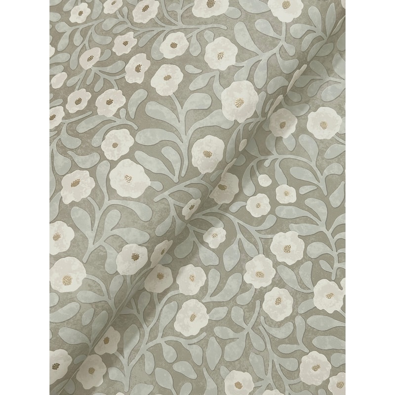 Chesapeake Poppy Trail Aqua Floral Wallpaper