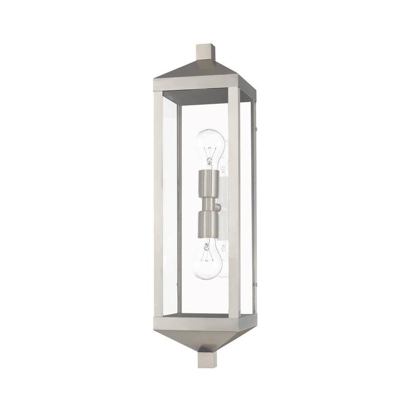 Livex Lighting 2-light Brushed Nickel Outdoor Wall Lantern, 20583-91 - 6.25" W. x 24" H x 7" Ext.