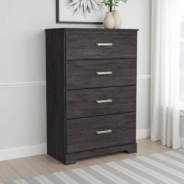 Cyme Tall Dresser Chest, 4 Drawer, Modern Dark Charcoal Brown Laminate -  Bed Bath & Beyond - 42928778
