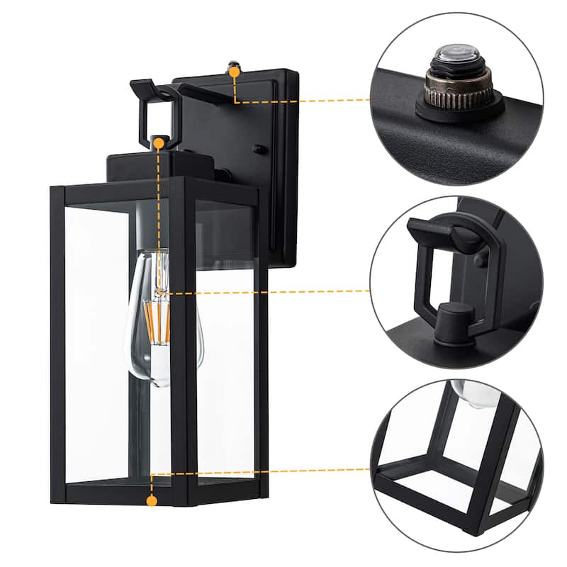 C Cattleya 1-Light Matte Black Dusk to Dawn Outdoor Wall Lantern Sconce