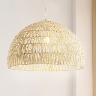Jigu 1-Light Bohemian Modern Woven Rattan/Iron LED Pendant, by JONATHAN Y