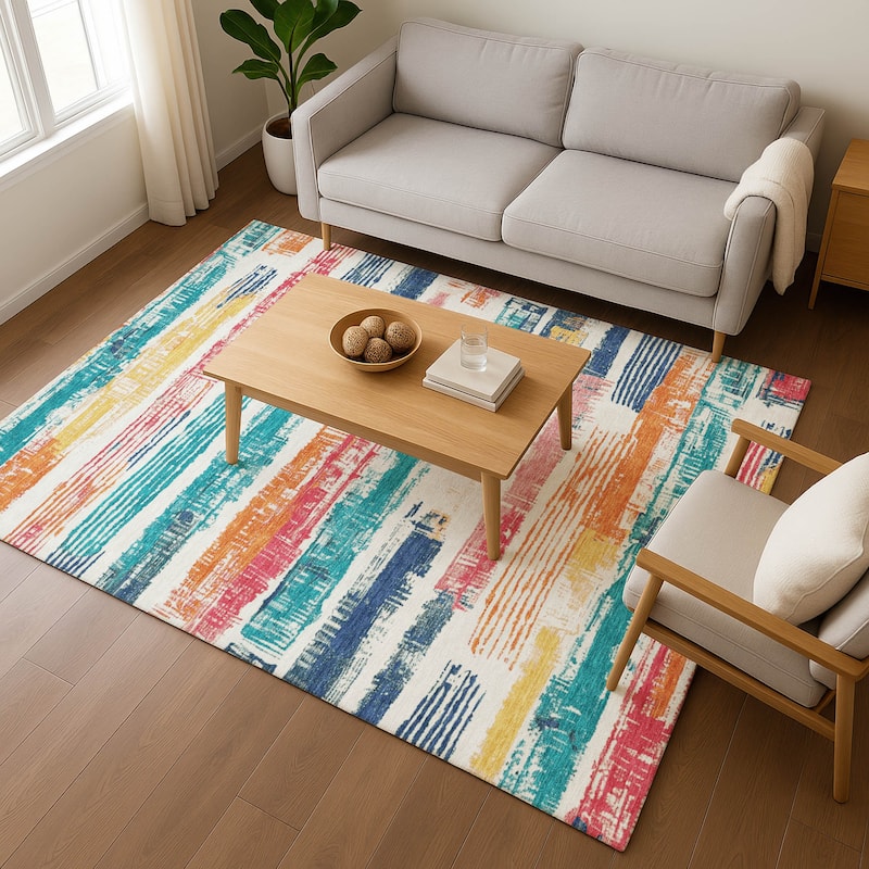 Premium Washable Super Soft Abstract Stripes Mayfield Rug