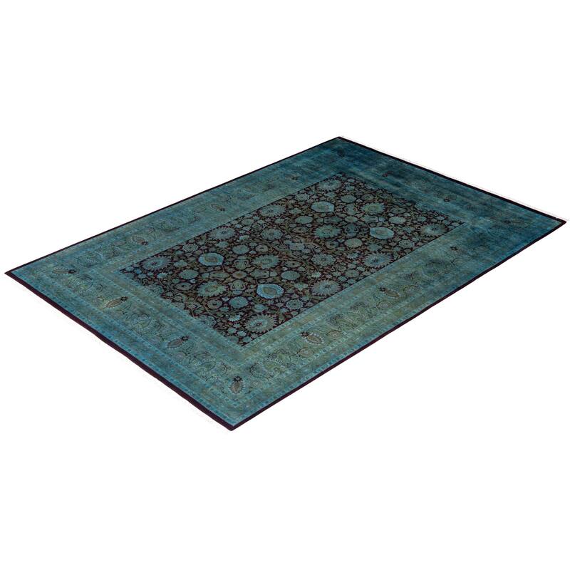 Overdyed, One-of-a-Kind Hand-Knotted Area Rug - Blue - 6' 2" x 8' 10"
