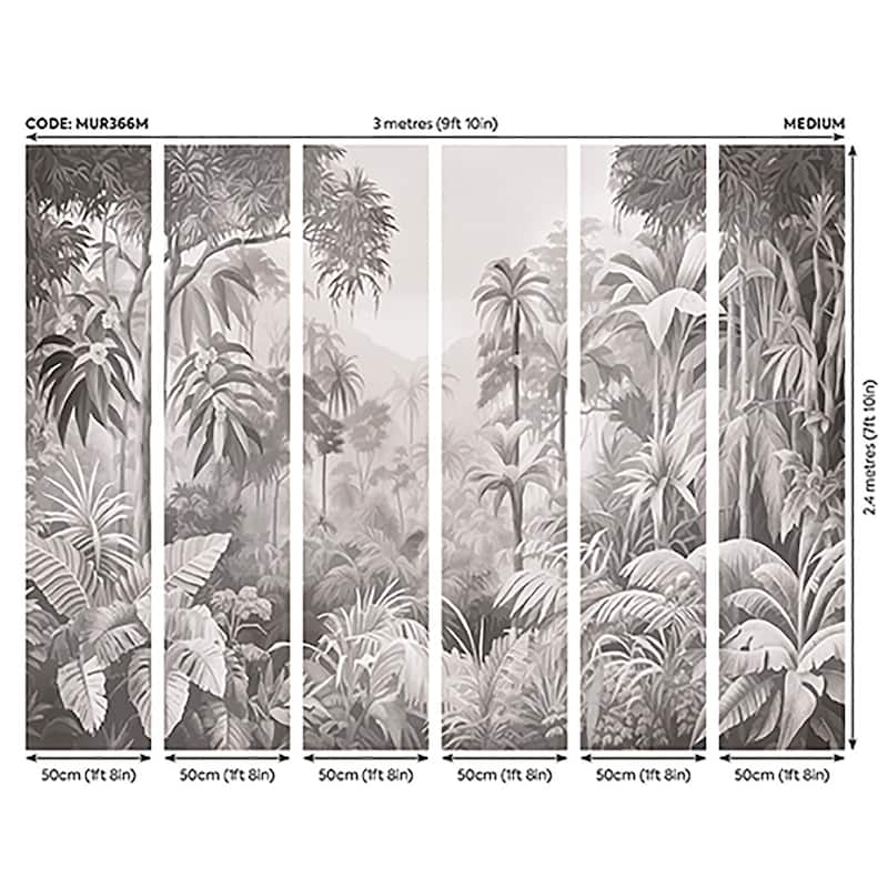 Brewster Origin Murals Jungle Trees Black Wall Mural - N/A