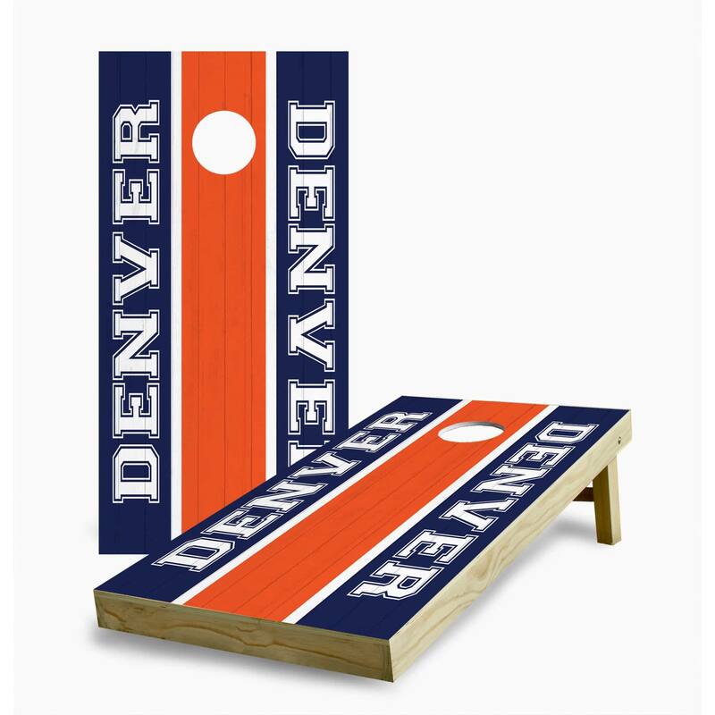 Denver Broncos Striped Cornhole Game (Choose Wraps or Boards) - 2x4 Boards (24" x 48") - Include Hole Lights