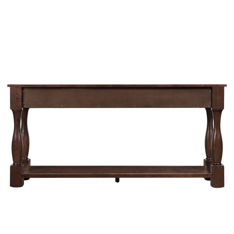 63inch Long Wood Console Table with 3 Drawers and 1 Bottom Shelf for Entryway Hallway Easy Assembly Extra-thick Sofa Table