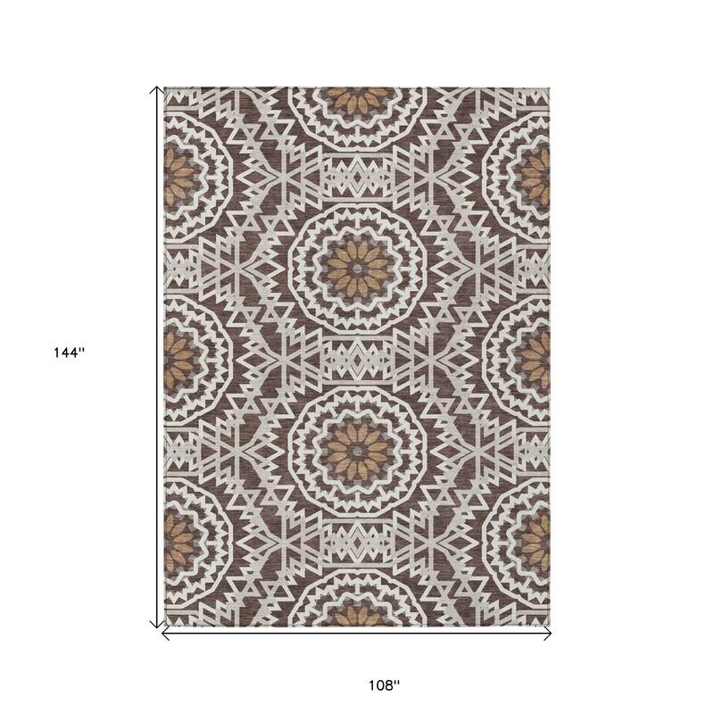 HomeRoots Floral Medallion Transitional Rectangle Outdoor Rug