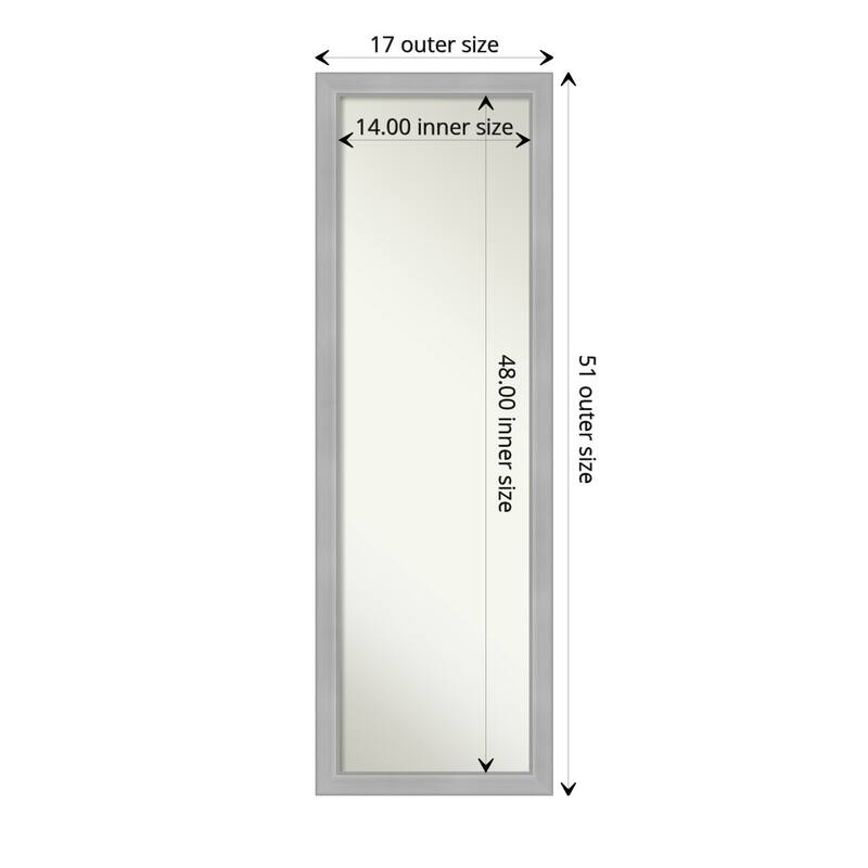 Non-Beveled Full Length On The Door Mirror - Vista Brushed Frame - Outer Size: 17 x 51 in - Vista Brushed Nickel Narrow