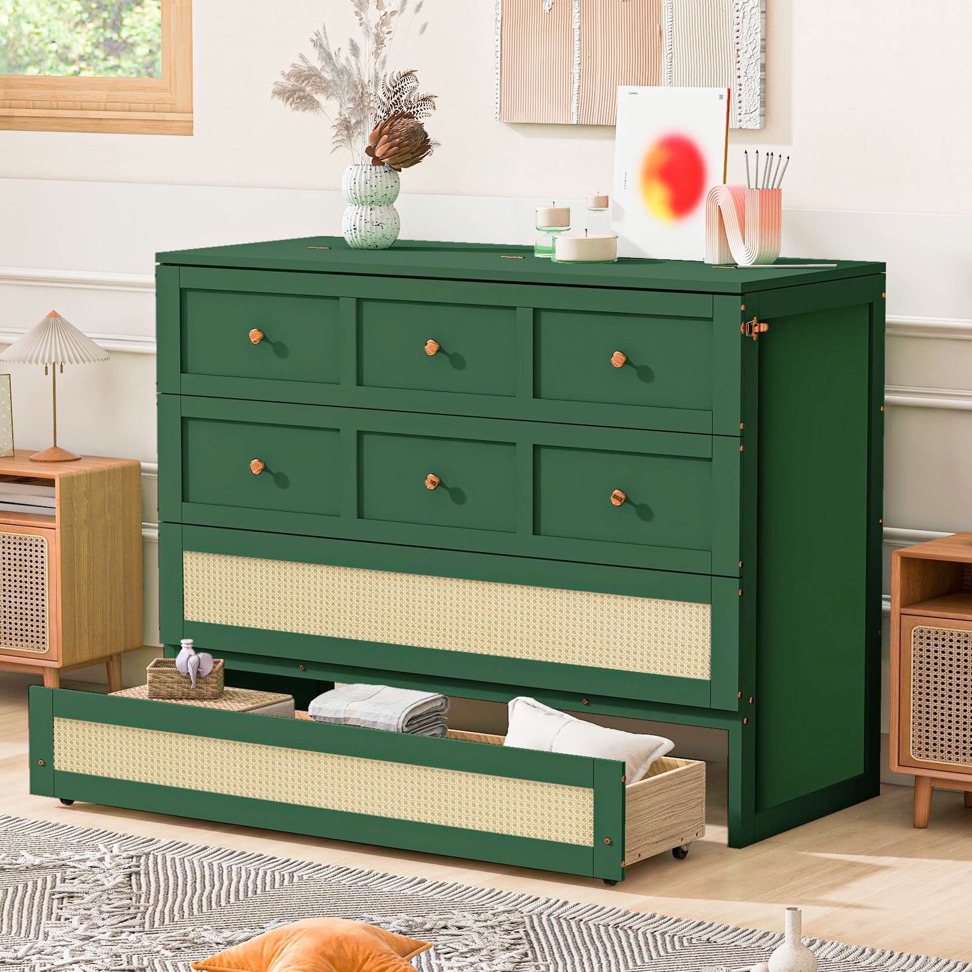 green rattan dresser Murphy Bed with Drawer, Patterned Full Size Bed maxi skirt