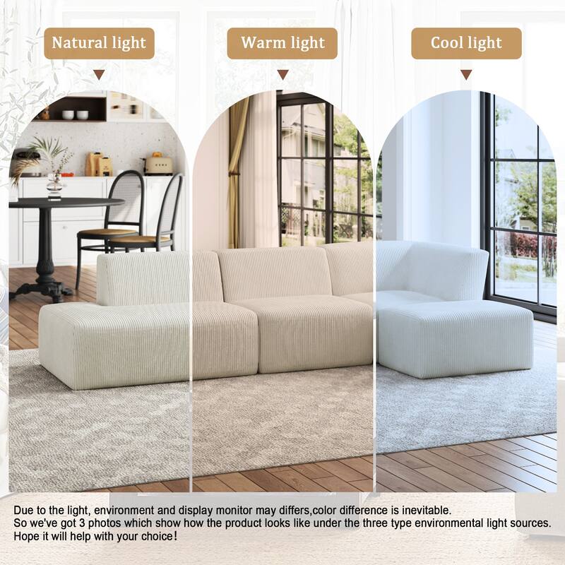 Oversized Corduroy Modular Sectional Fabric Sofa Set
