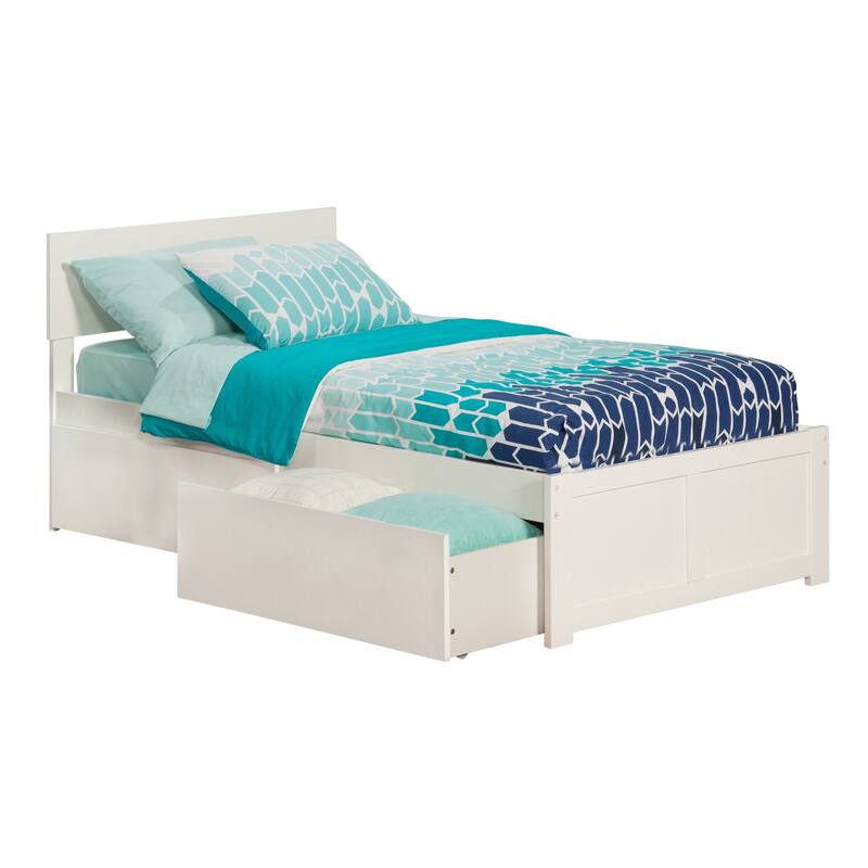 Platform Bed - Storage Drawers & Flat Panel Footboard - Modern Bedroom Furniture