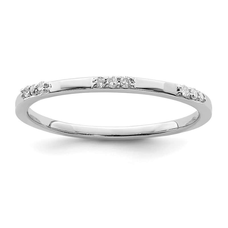 Curata 925 Sterling Silver Polished Prong set Closed back Rhodium Plated Diamond Ring