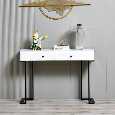 Modern Console Table with 2 Drawers and Metal Frame