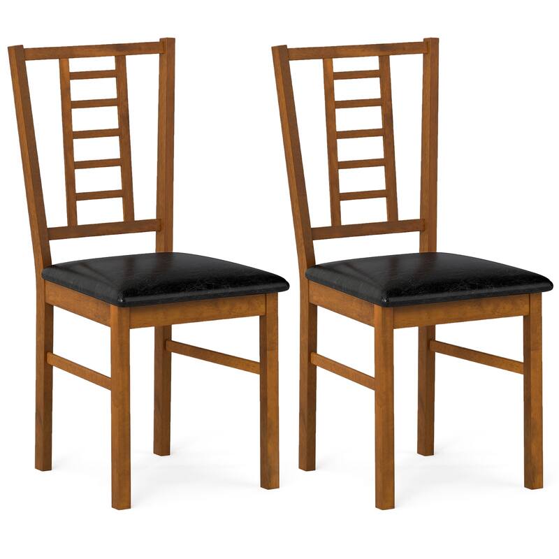 Gymax Wood Dining Chairs Set of 4 w/Rubber Wood Frame Padded Seat
