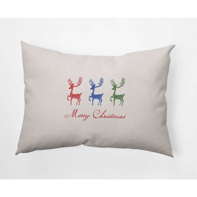 Merry Christmas Reindeer Decorative Throw Pillow - 14" x 20" - Multi-Bold