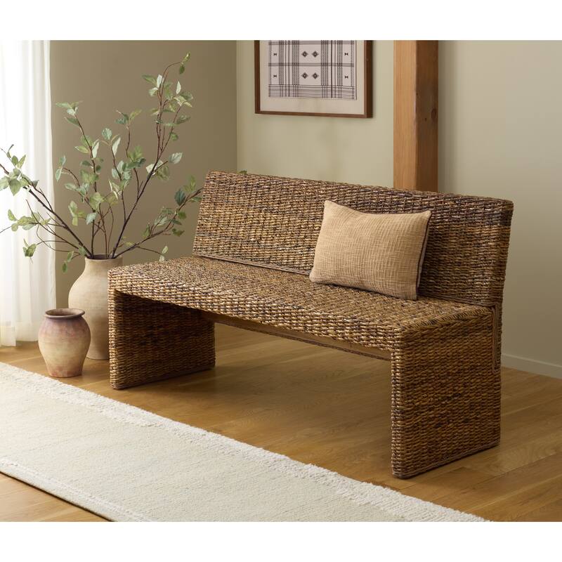 SAFAVIEH Couture Graylee Abaca Bench - 60"W x 22"D x 32"H - Natural