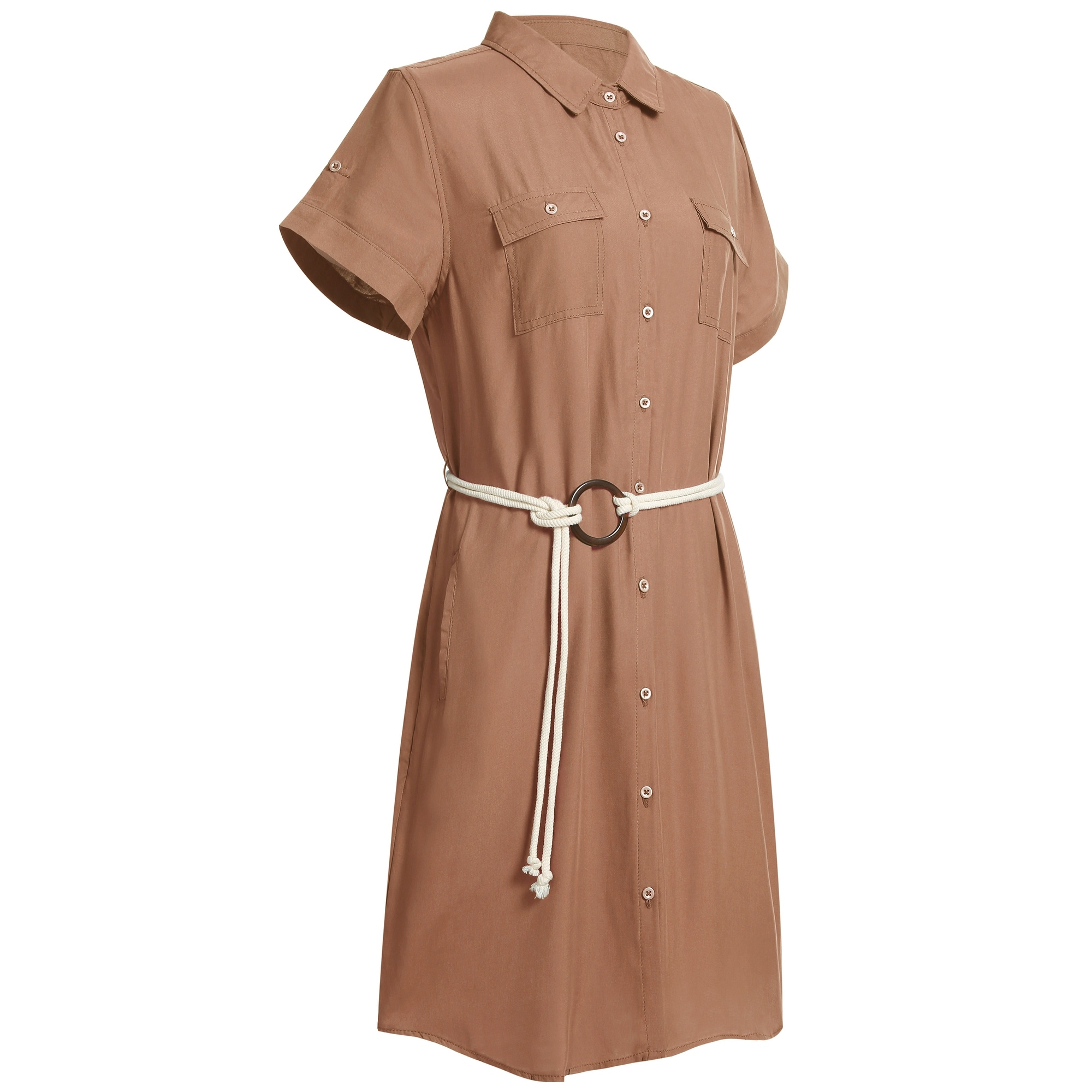 brown midi dress with sleeves