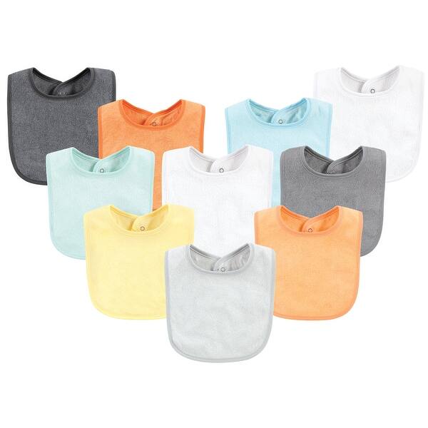 slide 1 of 1, Hudson Baby Unisex Baby Rayon from Bamboo Bib with Waterproof Lining 10pk, Mint Orange, One Size - Mint Orange - One Size One Size - Mint Orange