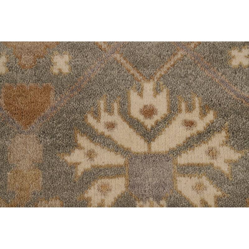 Earth Tone Oushak Indian Large Rug Hand-Knotted Wool Carpet - 12'2" x 14'10"