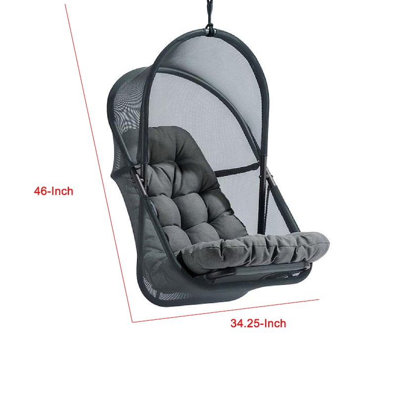 Bery Patio Hanging Swing Chair, Cushioned Dark Gray Mesh