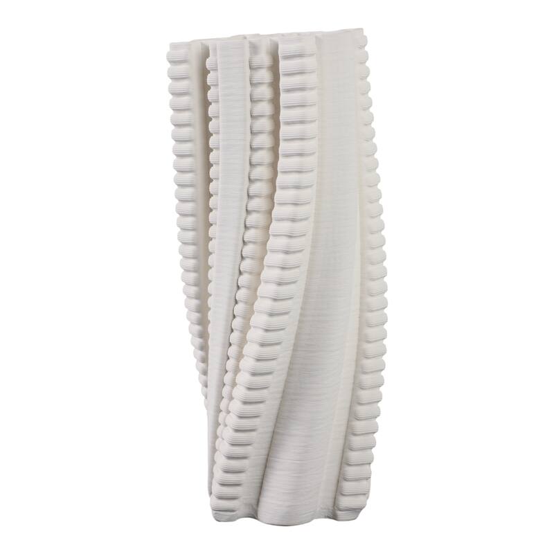 Modern Porcelain Vase Twisted Ribbed Texture and Art-Inspired Design - 5" x 5" x 13"