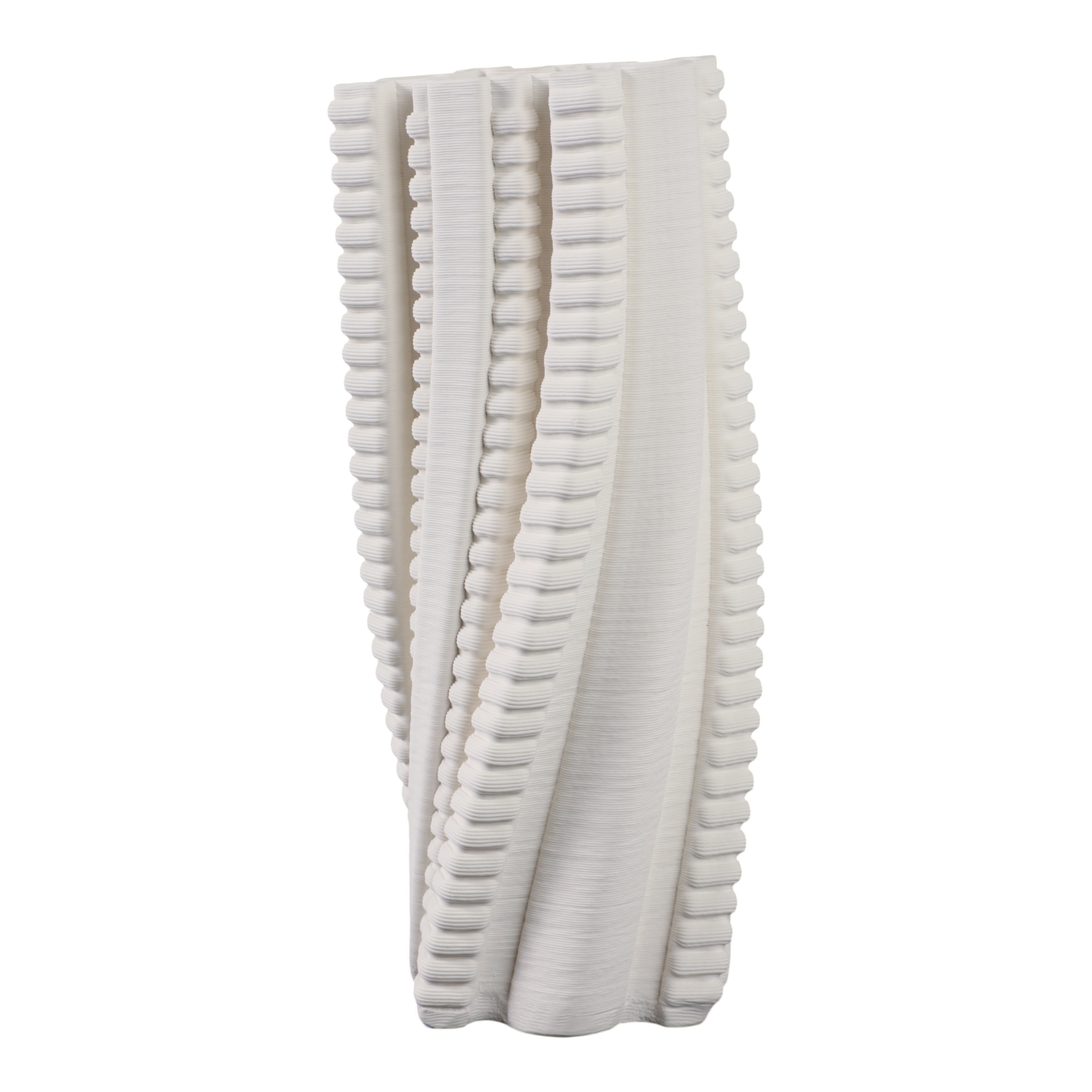 Modern Porcelain Vase Twisted Ribbed Texture and Art-Inspired Design