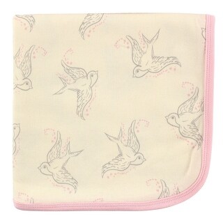 Touched by Nature Baby Girl Organic Cotton Swaddle, Receiving and Multi-purpose Blanket, Bird, One Size - Bird - One Size