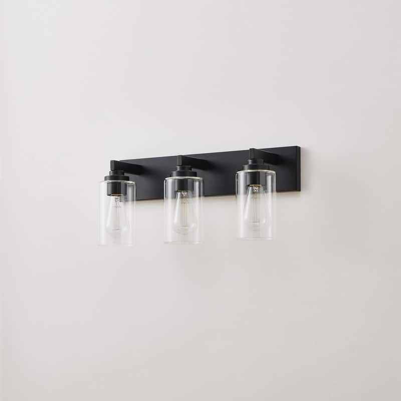 KAWOTI 3-Light Bathroom Vanity Light with Clear Glass Shade
