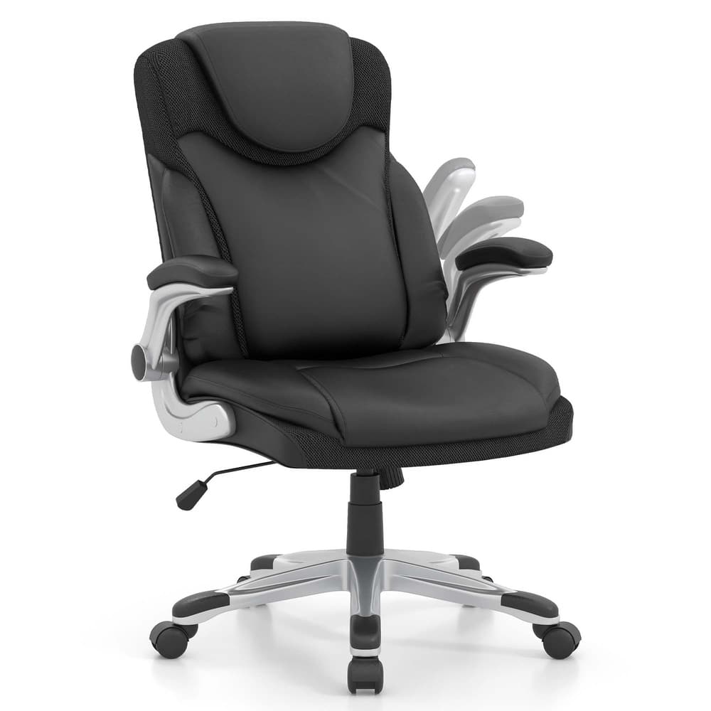 Costway Ergonomic Office Chair PU Leather Executive Swivel with - See Details