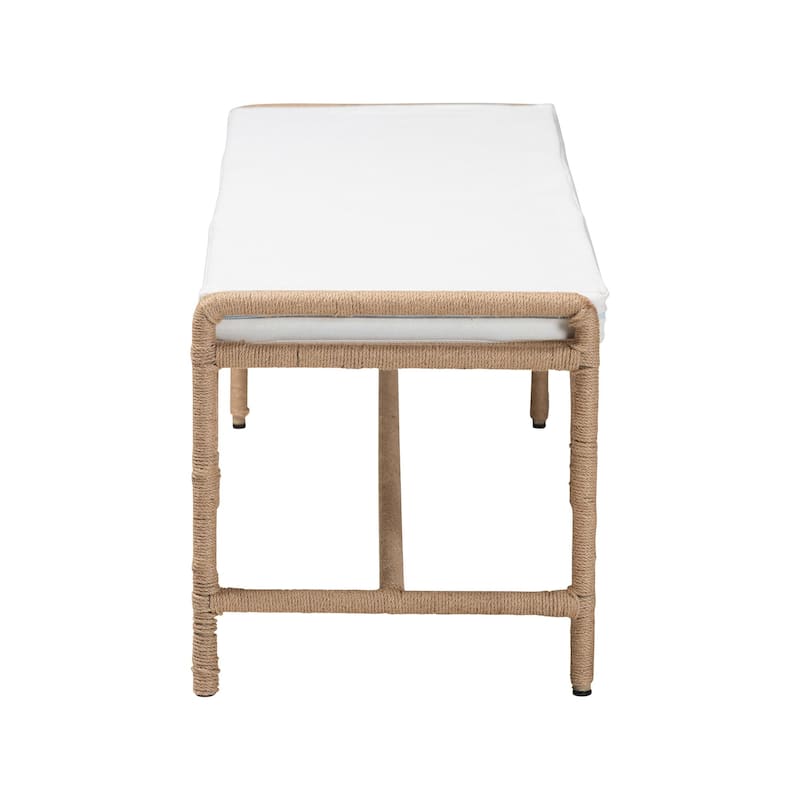 Nasim Modern Bohemian Natural Jute and Metal Accent Bench
