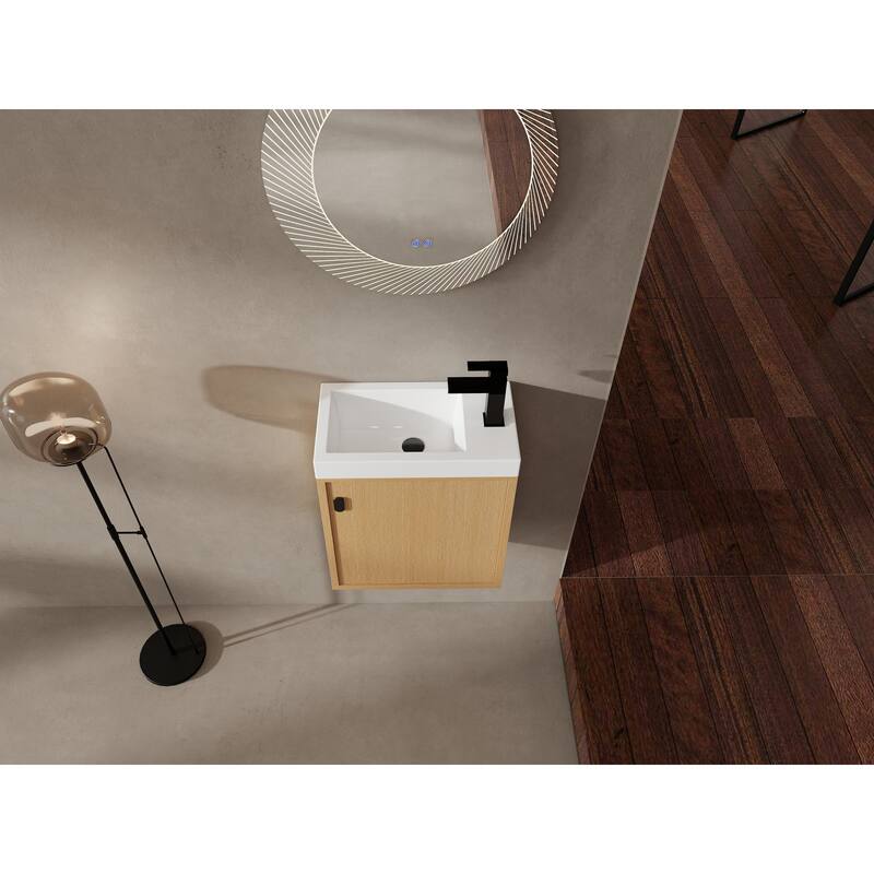 18.5 Inch Wall-Mounted Vanity with Resin Sink and Soft-Close Door, MDF