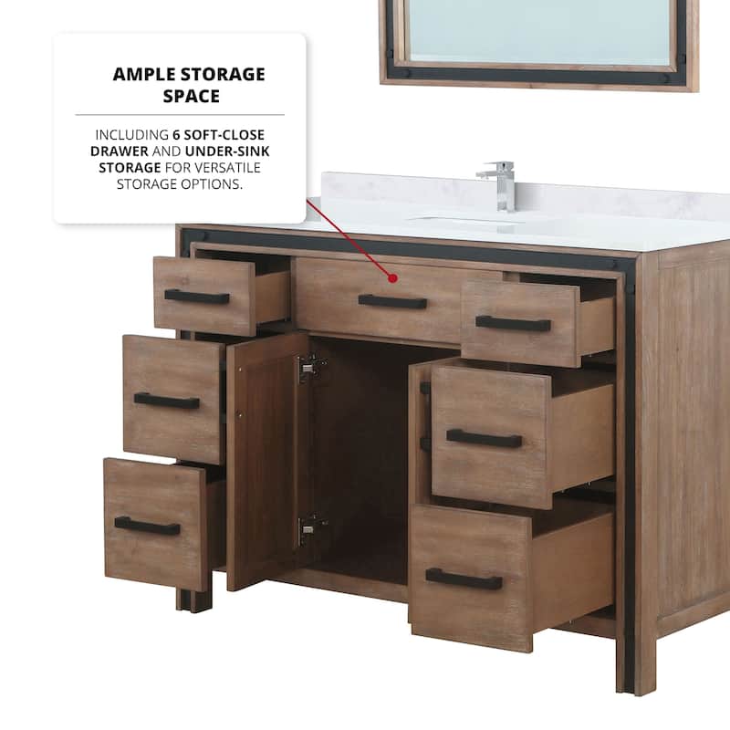 Ziva 48 in W x 22 in D White Bath Vanity and White Quartz Top