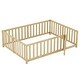 preview thumbnail 25 of 25, Full Size Wood Daybed with Fence Guardrails and 2 Drawers Split into Independent Floor Bed and Daybed, Gray