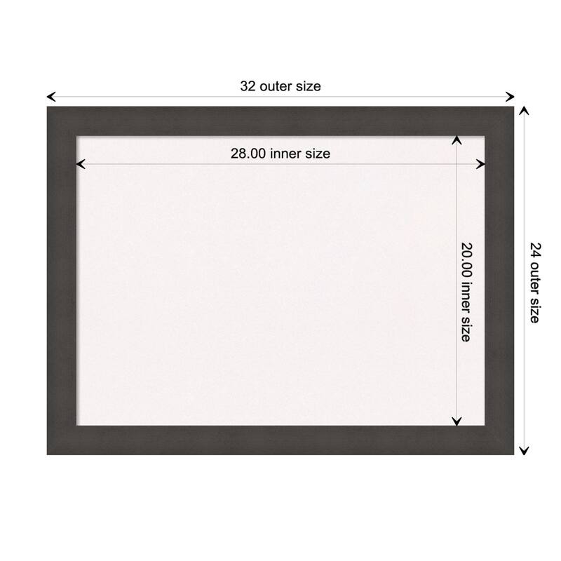 Blaine Narrow Framed White Corkboard Bulletin Board - Blaine Light Pewter Narrow - Board Size 28x20