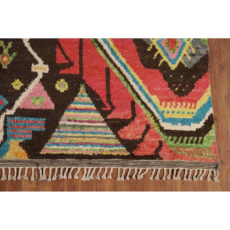 Plush Moroccan Oriental Area Rug Hand-Knotted Wool Carpet - 8'11" x 12'7"