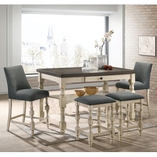 Graypath Transitional Ivory Wood 5-Piece Counter Height Table Set with ...