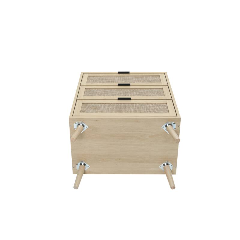 Rattan 3-Drawer Cabinet with Moisture-Proof Finish & Anti-Tipping Device for Safe Storage