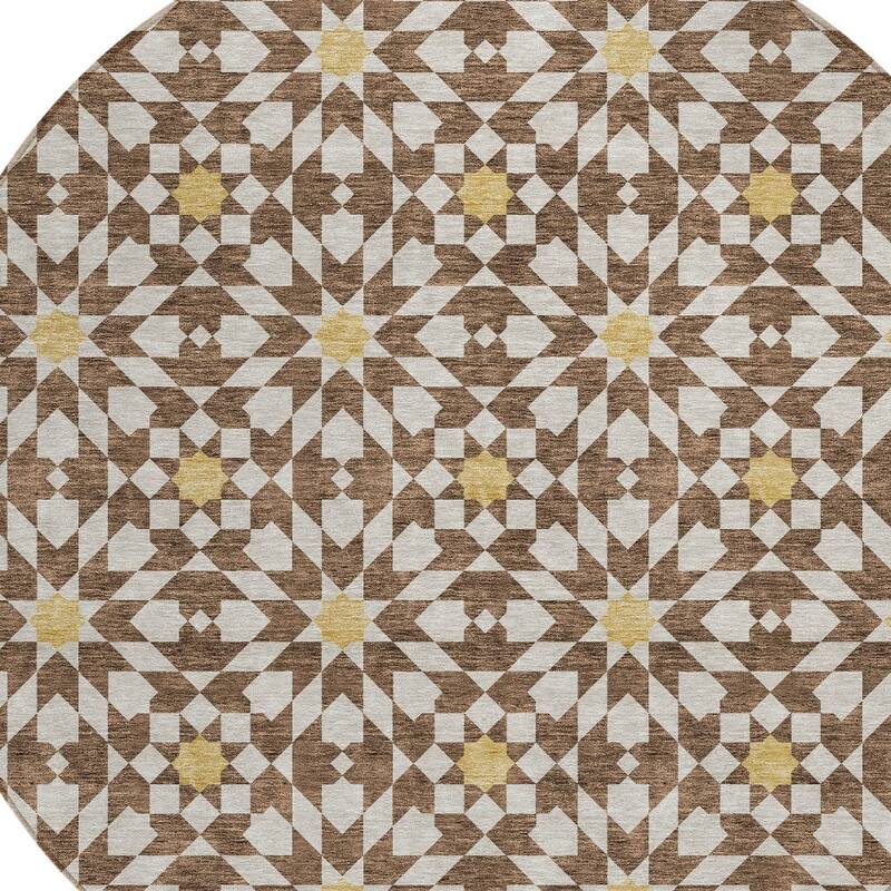 HomeRoots Floral Medallion Transitional Rectangle Outdoor Rug
