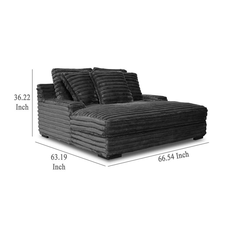 Ezo Chaise Lounge, Dark Gray Polyester Corduroy, 3 Pillows, 67 Inch