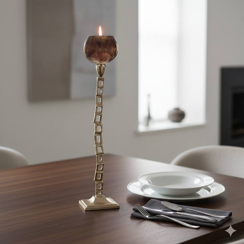 Metal Globe on Base Tealight Candle Holder - Gold, 24 in.