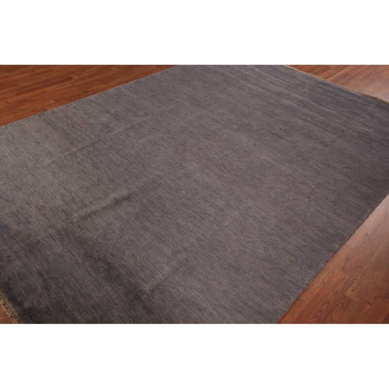 Gray Modern Gabbeh Oriental Area Rug Hand-Knotted Wool Carpet - 6'10" x 9'6"