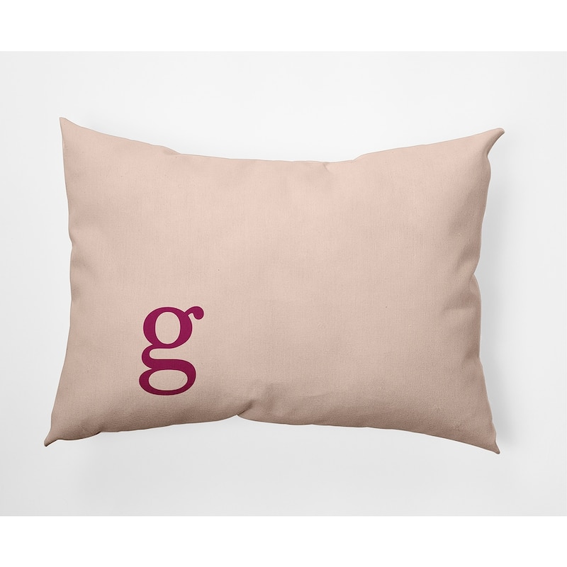 Modern Monogram Indoor/Outdoor Throw Pillow-G - 14" x 20" - Dusty Rose