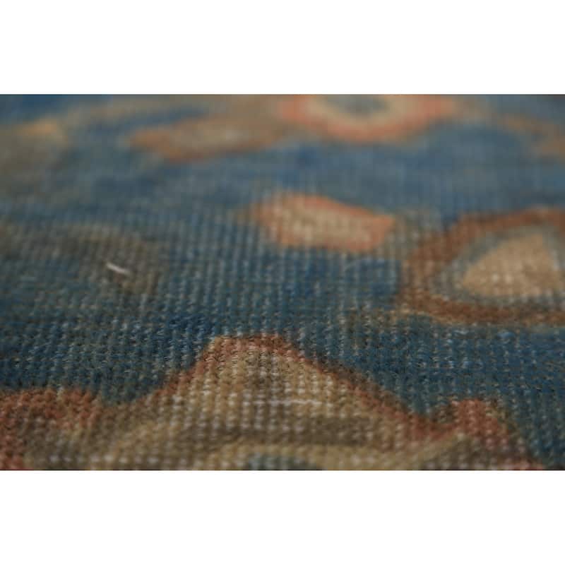 All-Over Floral Blue Tabriz Persian Area Rug Hand-Knotted Wool Carpet - 7'10"x 11'0"