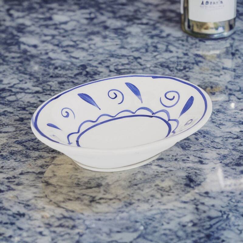 Ceramic Bathroom Soap Dishes Blue/White Neptune (Set of 3) Renovators Supply
