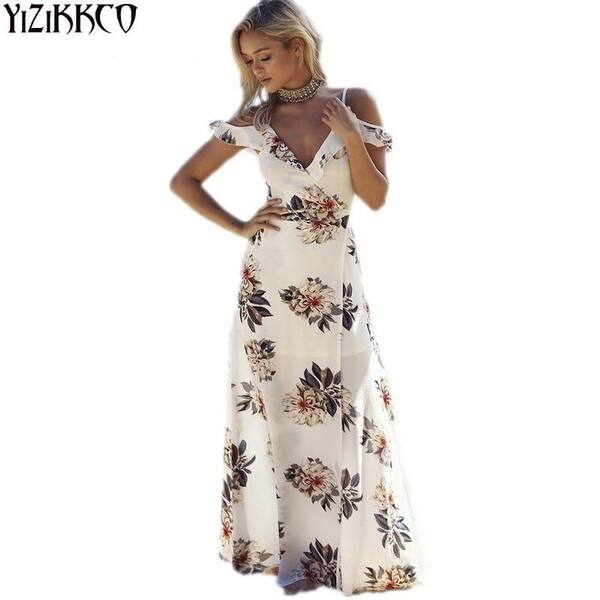 Shop Boho Style Long Dress Women Beach Summer Off Shoulder Plus