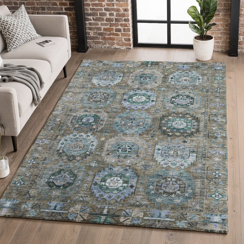 Premium Washable Super Soft Traditional Global Mayfield Rug - Brown - 5' x 7'6"
