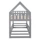 preview thumbnail 18 of 16, Cottage Style Twin over Twin Bunk Bed with Build-In Ladder,Fence-shaped Guardrail,House-Shaped Design with Door